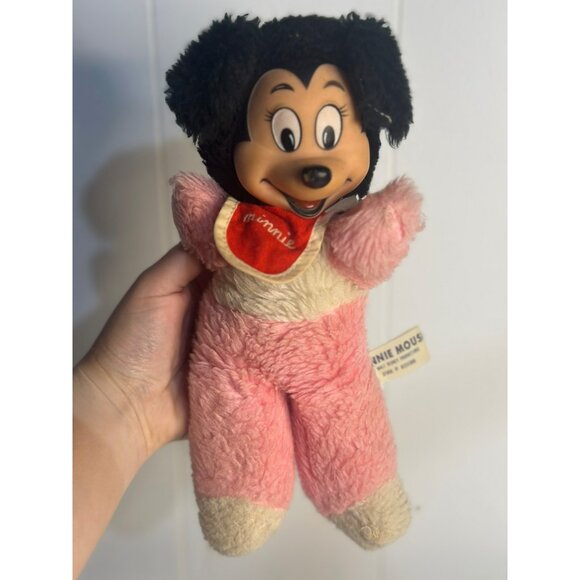 VTG 1950s Minnie Mouse Plush Doll Walt Disney Productions 10" Body Rubber Face - Picture 1 of 6